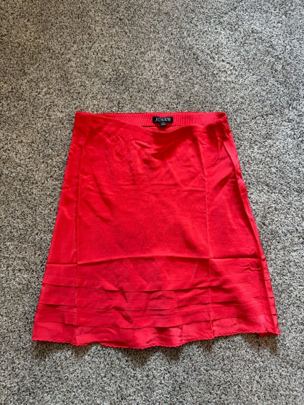 NWT J.Crew Coral Red Ruffle Pleated Skirt 100% Viscose Size M